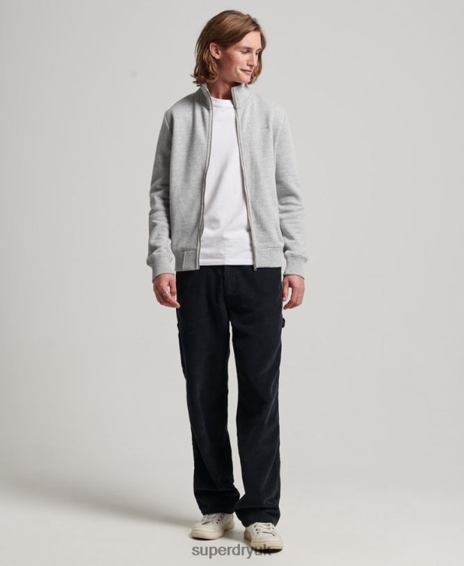 Vintage Logo Embroidered Zip Track Top Men Grey Clothing Superdry 66N8N739