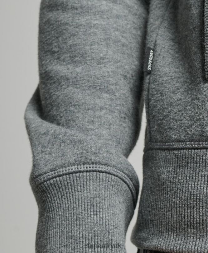 Vintage Logo Embroidered Zip Track Top Men Grey Clothing Superdry 66N8N755