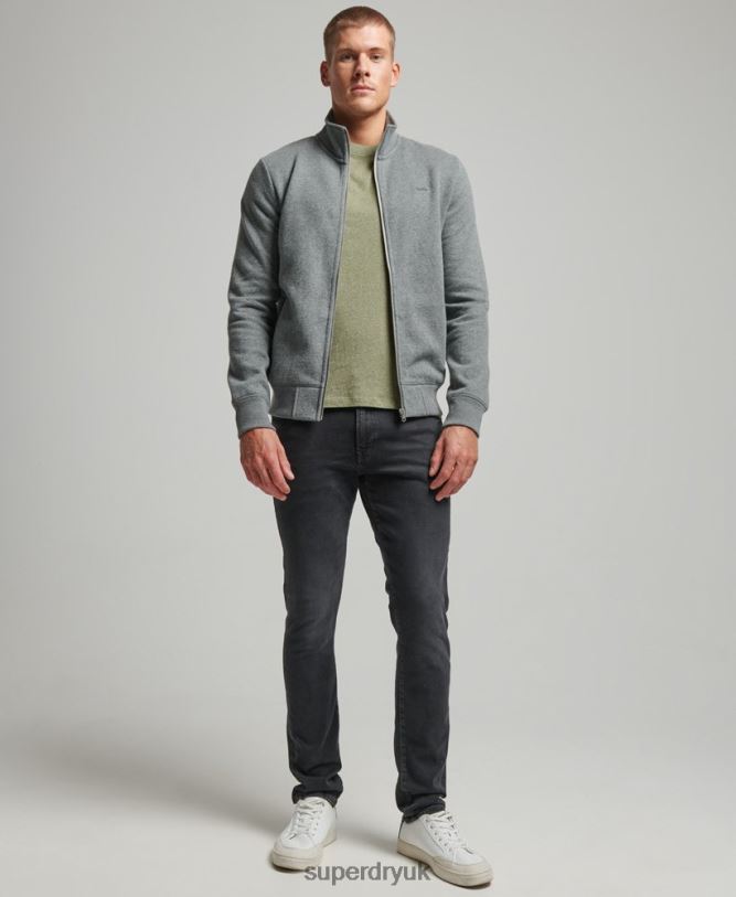 Vintage Logo Embroidered Zip Track Top Men Grey Clothing Superdry 66N8N755