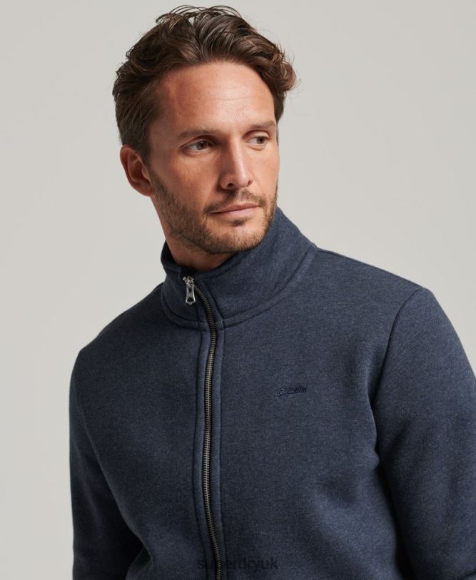 Vintage Logo Embroidered Zip Track Top Men Navy Clothing Superdry 66N8N730