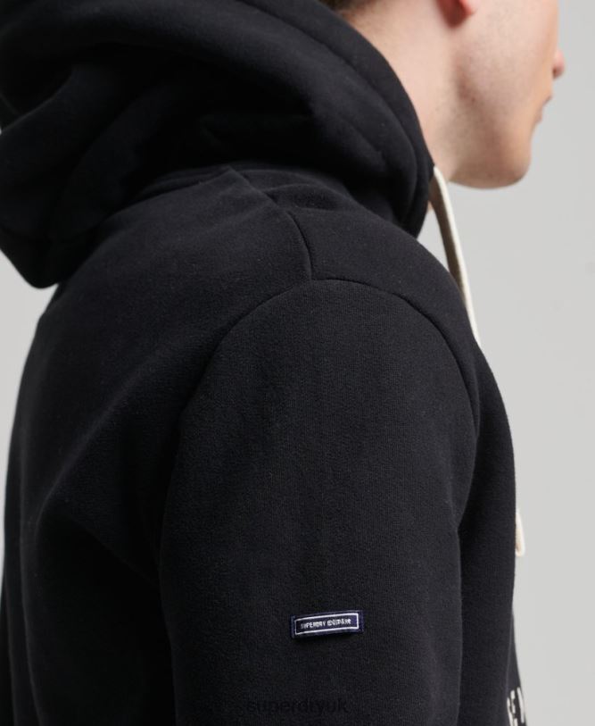 Vintage Logo Heritage Hoodie Men Black Clothing Superdry 66N8N5093