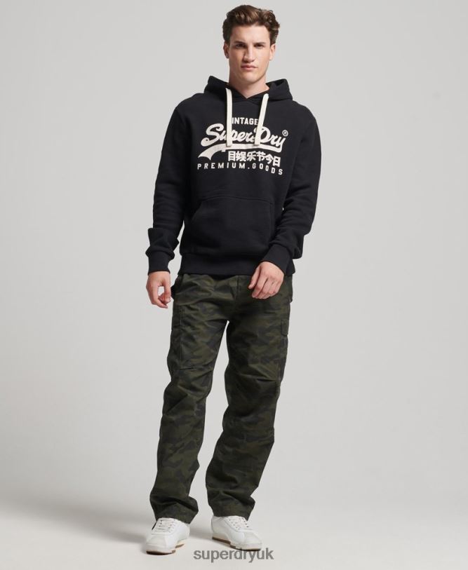 Vintage Logo Heritage Hoodie Men Black Clothing Superdry 66N8N5093