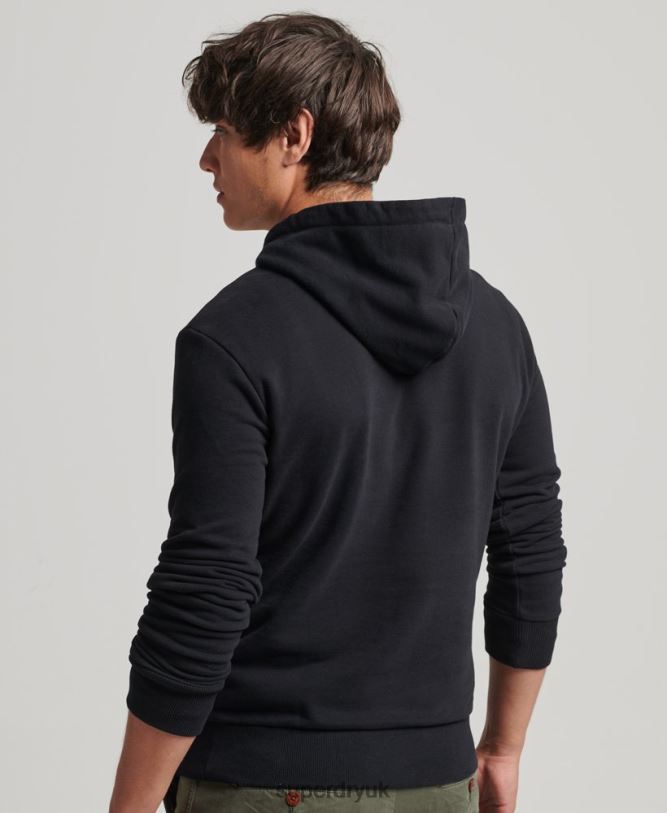 Vintage Logo Heritage Hoodie Men Black Clothing Superdry 66N8N5223