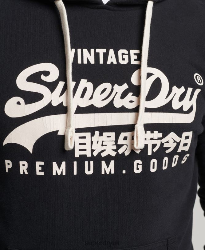 Vintage Logo Heritage Hoodie Men Black Clothing Superdry 66N8N5223