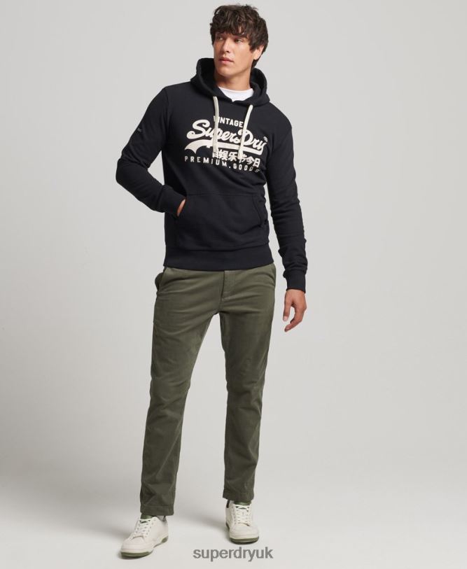 Vintage Logo Heritage Hoodie Men Black Clothing Superdry 66N8N5223