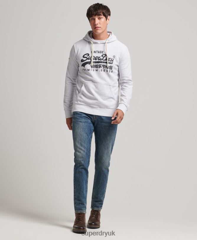Vintage Logo Heritage Hoodie Men Light Grey Clothing Superdry 66N8N853