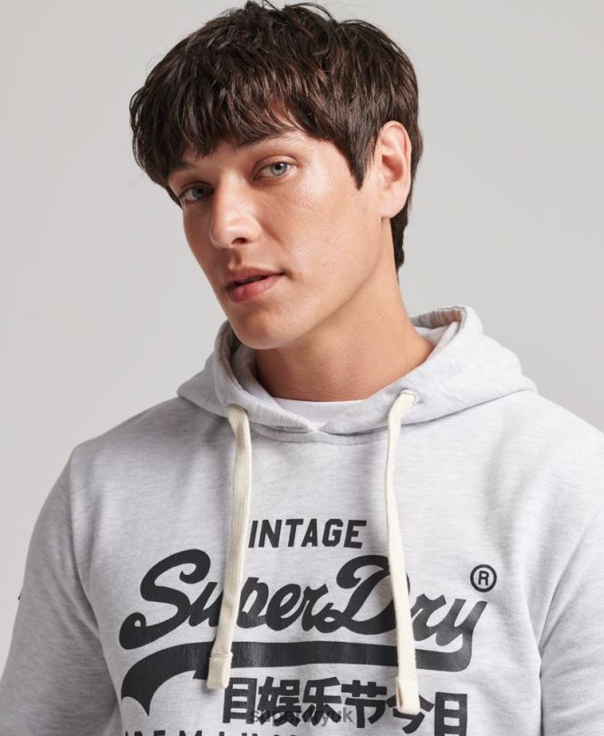 Vintage Logo Heritage Hoodie Men Light Grey Clothing Superdry 66N8N853