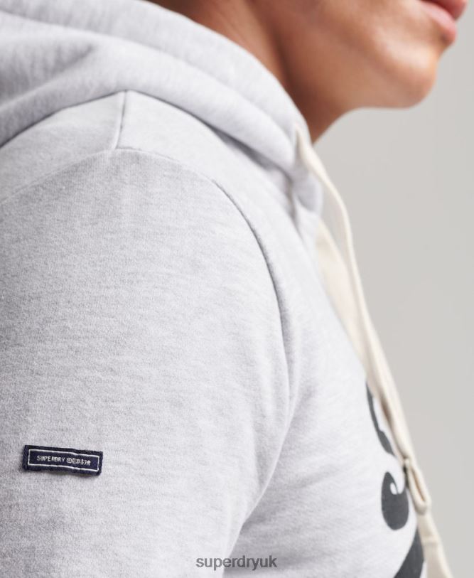 Vintage Logo Heritage Hoodie Men Light Grey Clothing Superdry 66N8N853