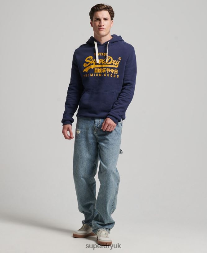 Vintage Logo Heritage Hoodie Men Navy Clothing Superdry 66N8N5045