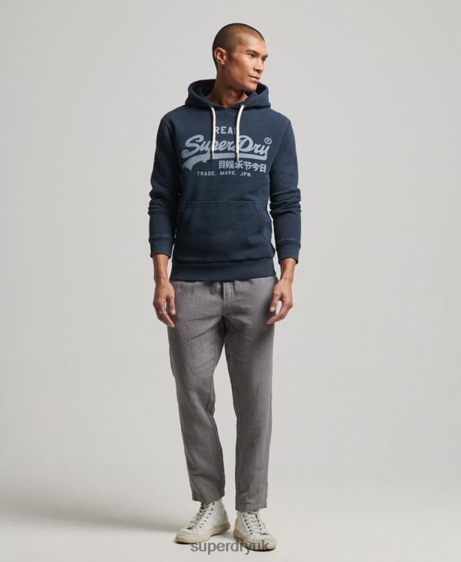 Vintage Logo Hoodie Men Navy Clothing Superdry 66N8N649
