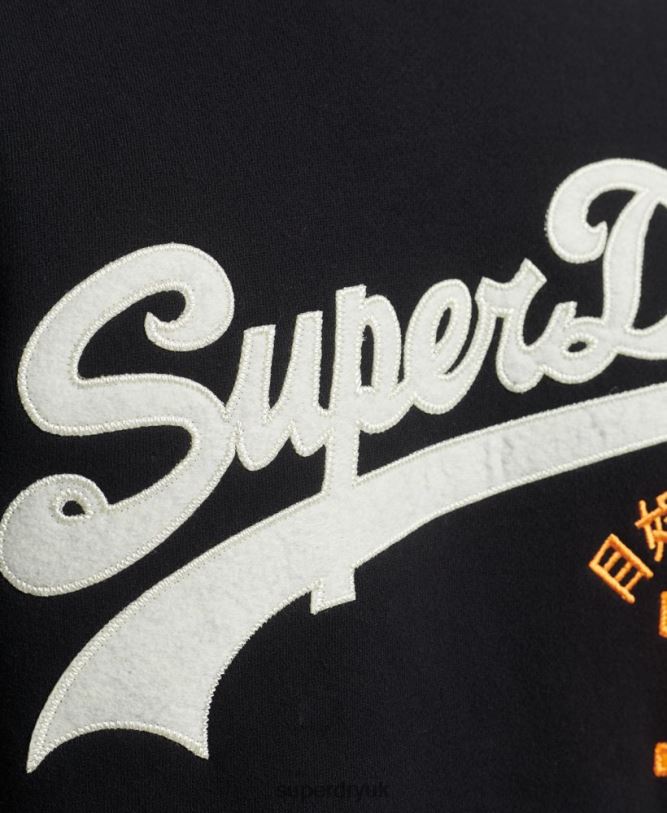 Vintage Logo Interest Crew Sweatshirt Men Black Clothing Superdry 66N8N740