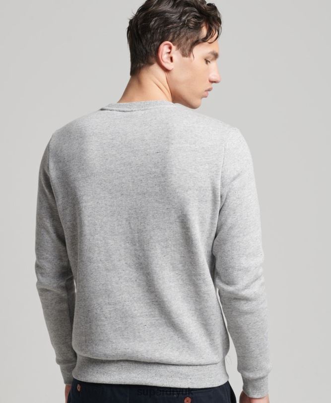Vintage Logo Interest Crew Sweatshirt Men Grey Clothing Superdry 66N8N742