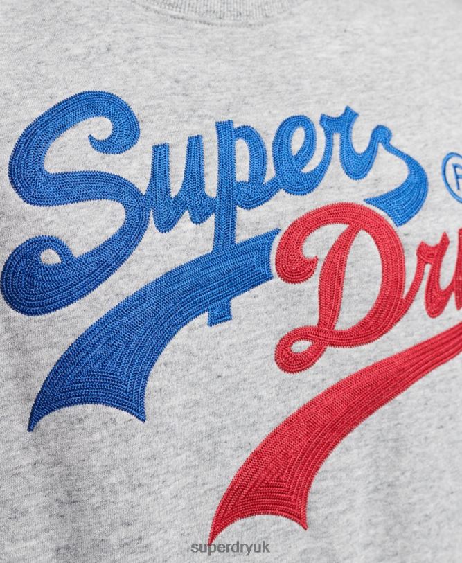 Vintage Logo Interest Crew Sweatshirt Men Grey Clothing Superdry 66N8N742