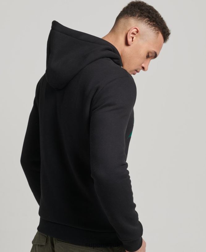 Vintage Logo Interest Hoodie Men Black Clothing Superdry 66N8N5145