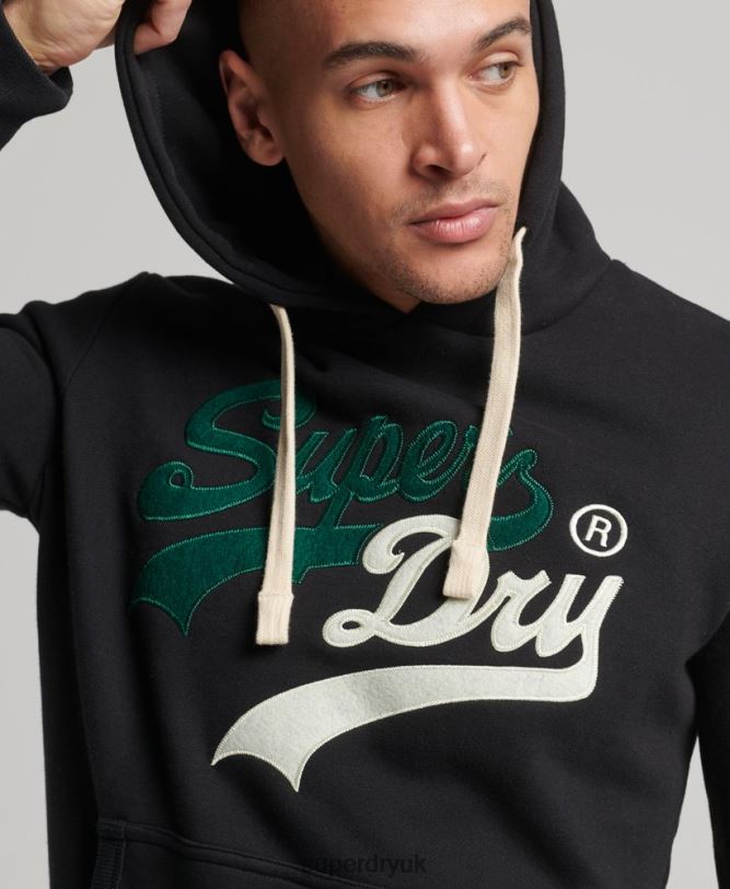 Vintage Logo Interest Hoodie Men Black Clothing Superdry 66N8N5145