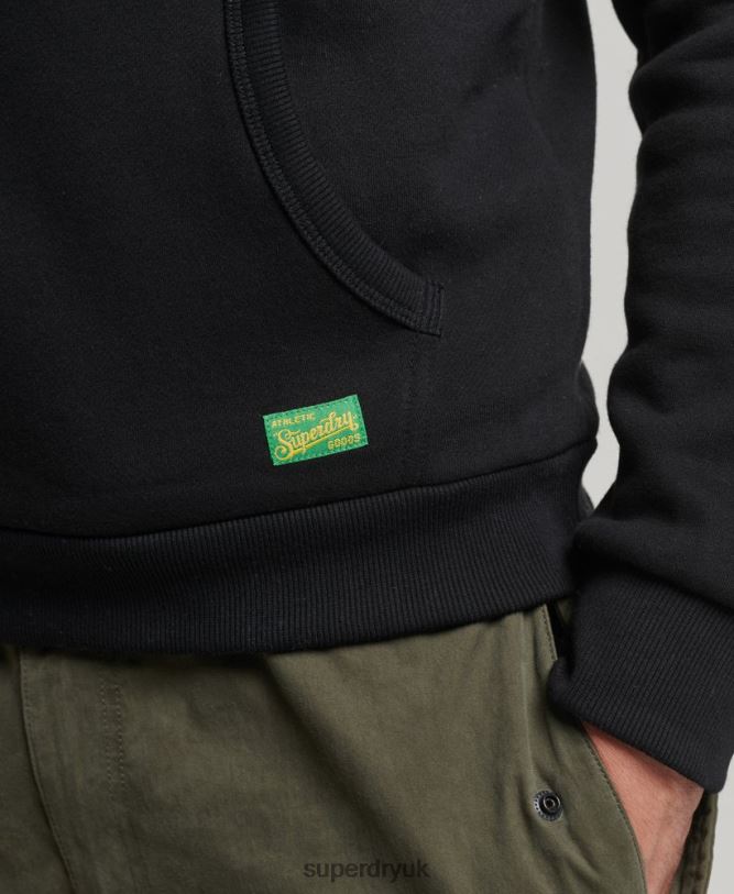 Vintage Logo Interest Hoodie Men Black Clothing Superdry 66N8N5145
