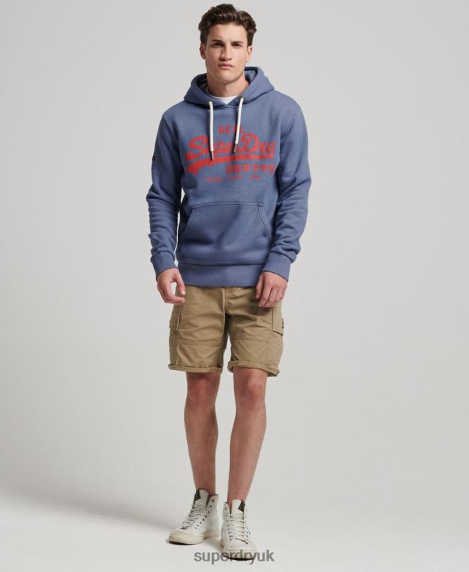 Vintage Logo Marl Hoodie Men Blue Clothing Superdry 66N8N500