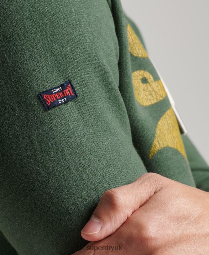 Vintage Logo Marl Hoodie Men Green Clothing Superdry 66N8N484