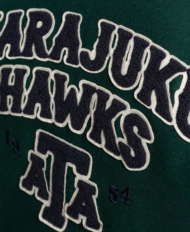 Vintage Mixed Varsity Bomber Women Green Clothing Superdry 66N8N5436