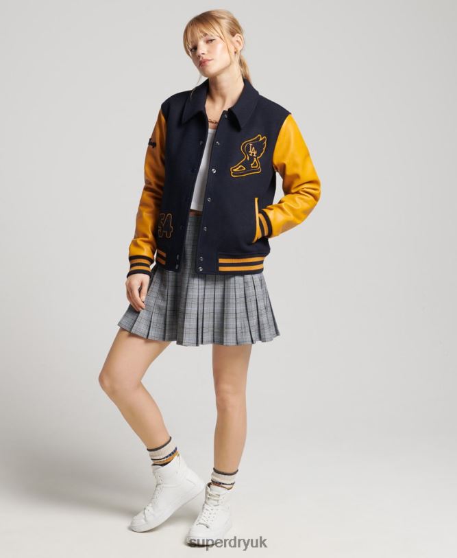 Vintage Mixed Varsity Bomber Women Navy Clothing Superdry 66N8N5553