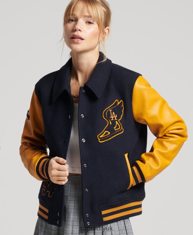 Vintage Mixed Varsity Bomber Women Navy Clothing Superdry 66N8N5553