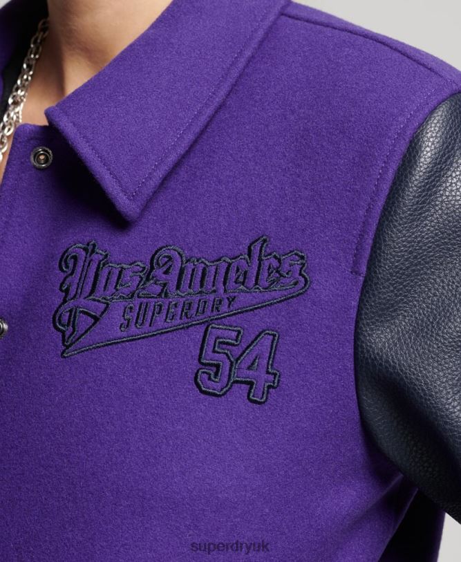 Vintage Mixed Varsity Bomber Women Purple Clothing Superdry 66N8N5449