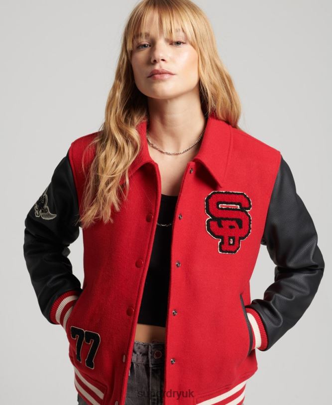 Vintage Mixed Varsity Bomber Women Red Clothing Superdry 66N8N5423
