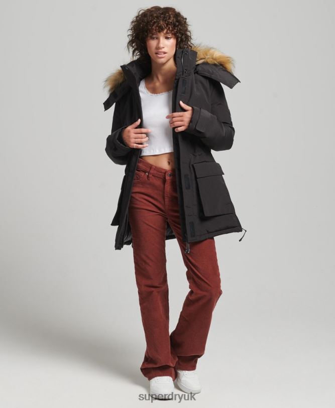 XPD Everest Parka Coat Women Black Clothing Superdry 66N8N3740