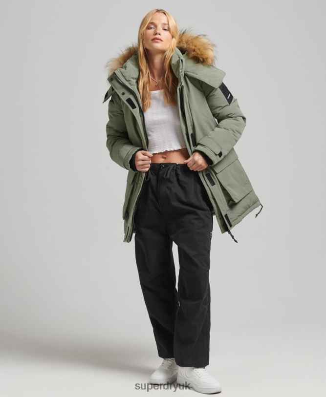 XPD Everest Parka Coat Women Khaki Clothing Superdry 66N8N3655