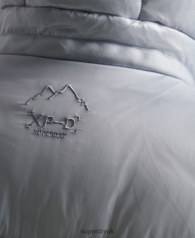 XPD Sports Longline Puffer Coat Women Light Blue Clothing Superdry 66N8N3745