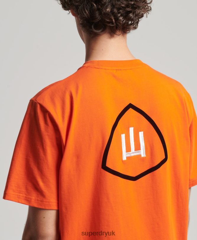 Yama Shield Graphic T-Shirt Men Orange Clothing Superdry 66N8N4974
