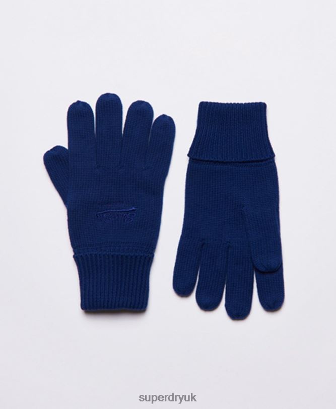 Vintage Logo Classic Gloves Men Blue Accessories Superdry 66N8N1800