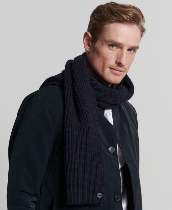 Studios Premium Ribbed Scarf Men Navy Accessories Superdry 66N8N1813