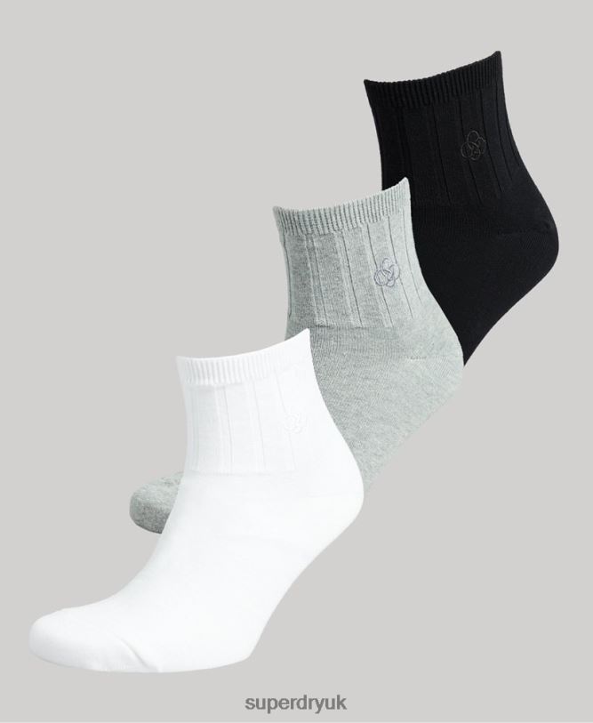 Organic Cotton Ankle Sock Pack Men Black Accessories Superdry 66N8N1642