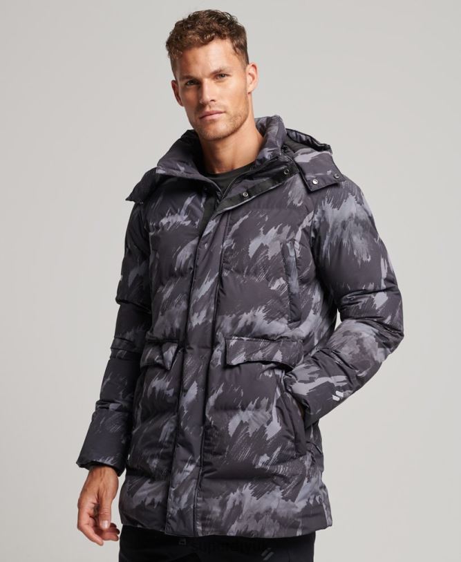 Boxy Puffer Coat Men Dark Grey Clothing Superdry 66N8N5365