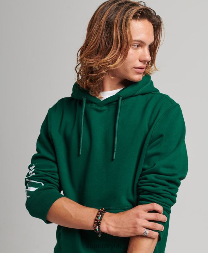 Applique Hoodie Men Green Clothing Superdry 66N8N623