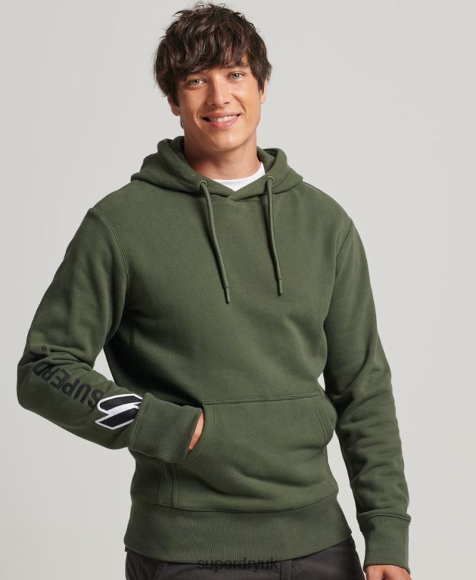 Applique Hoodie Men Khaki Clothing Superdry 66N8N654