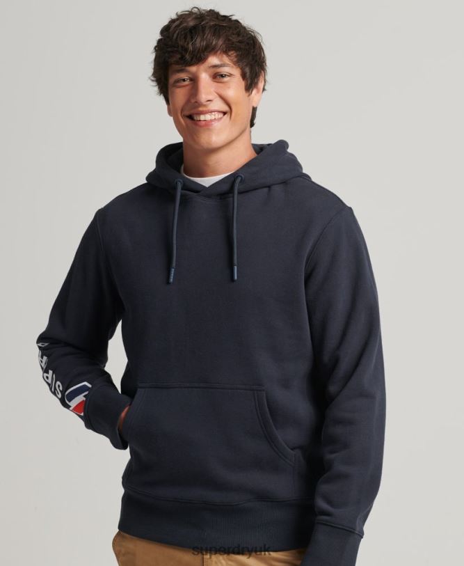 Applique Hoodie Men Navy Clothing Superdry 66N8N583
