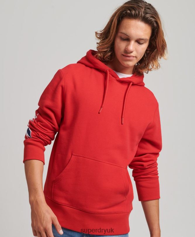 Applique Hoodie Men Red Clothing Superdry 66N8N655