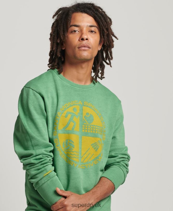 Athletic Club Crew Sweatshirt Men Green Clothing Superdry 66N8N634