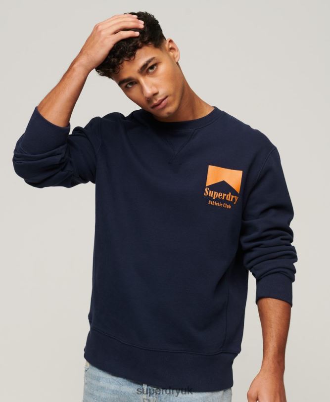 Code Athletic Club Crew Sweatshirt Men Navy Clothing Superdry 66N8N530