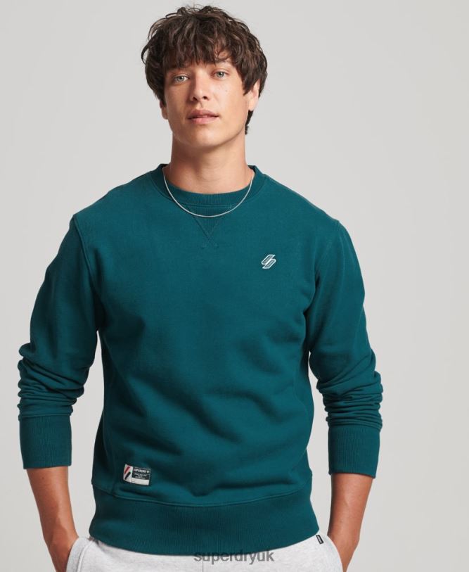 Code Organic Cotton Essential Crew Sweatshirt Men Blue Clothing Superdry 66N8N5172