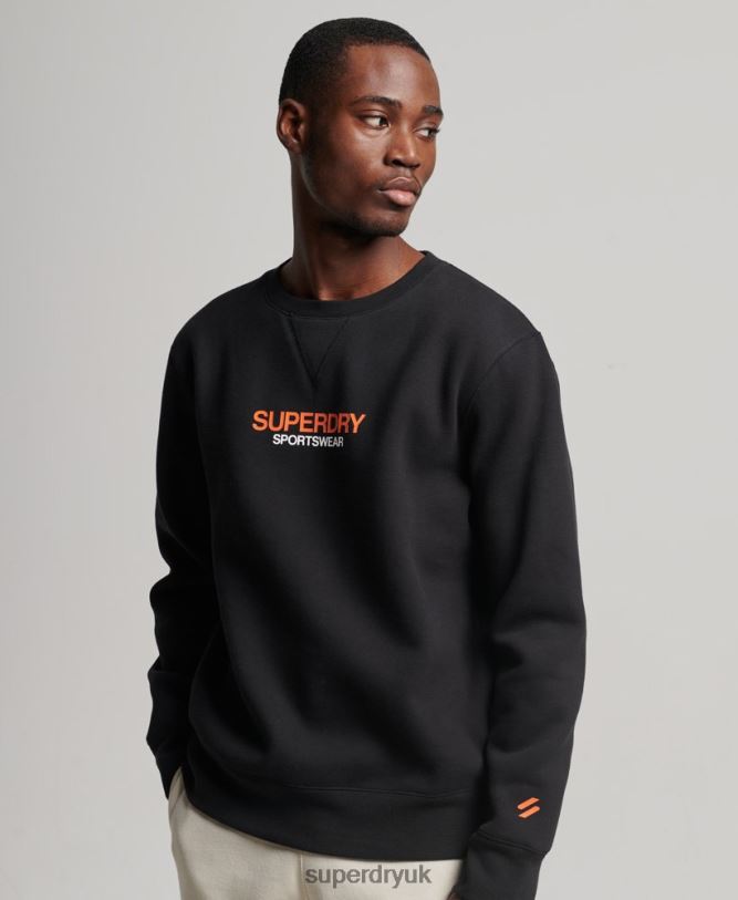 Code Sportswear Crew Sweatshirt Men Black Clothing Superdry 66N8N630