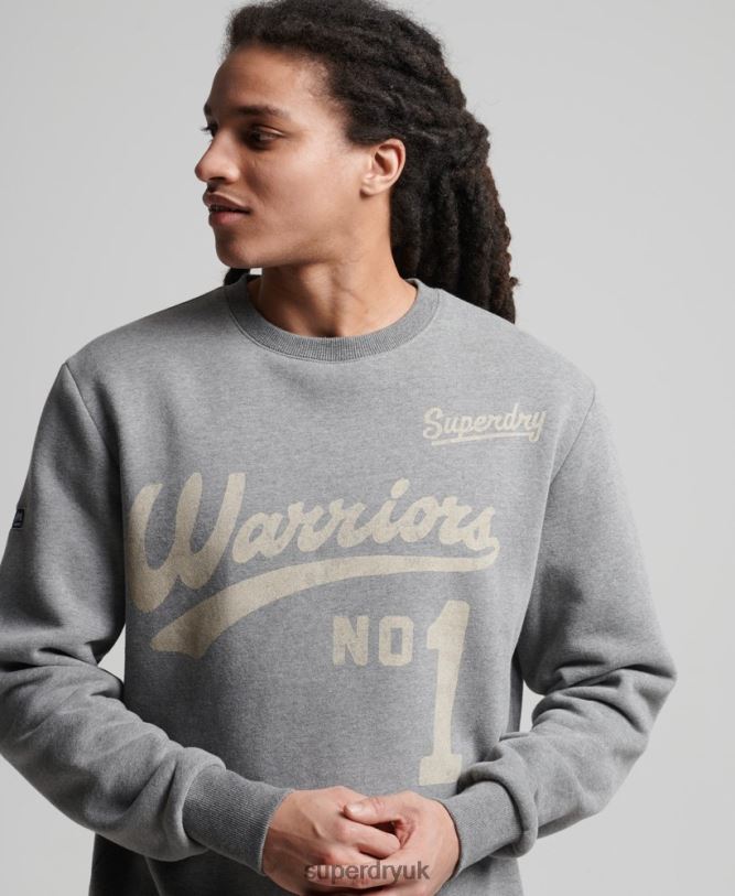 Collegiate Crew Sweatshirt Men Dark Grey Clothing Superdry 66N8N782