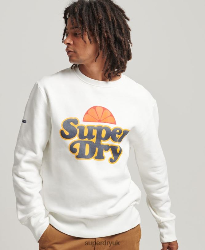 Cooper Nostalgia Crew Sweatshirt Men Cream Clothing Superdry 66N8N5051