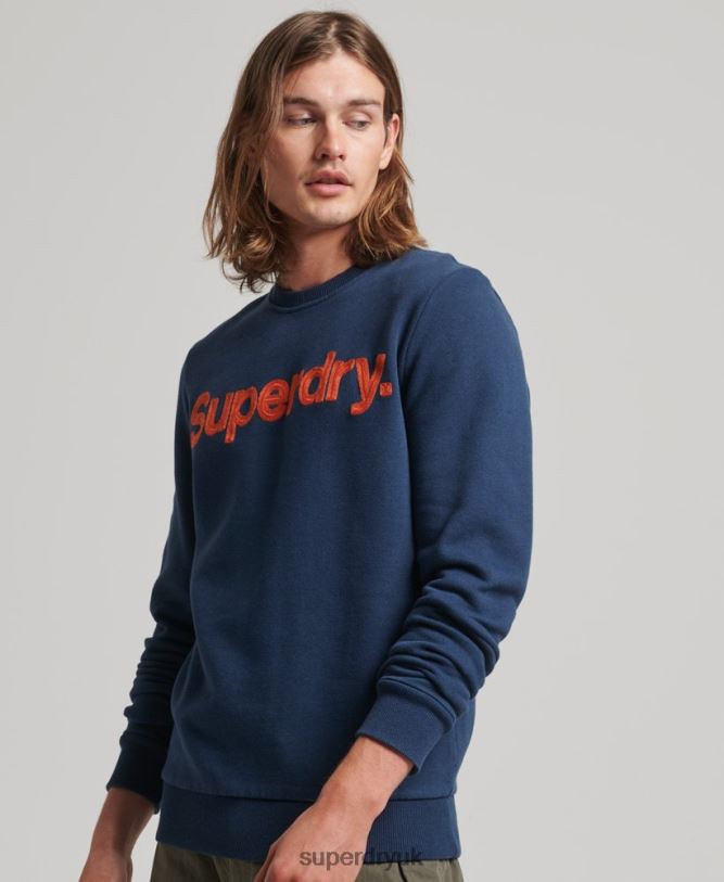 Core Logo Classic Crew Sweatshirt Men Blue Clothing Superdry 66N8N591