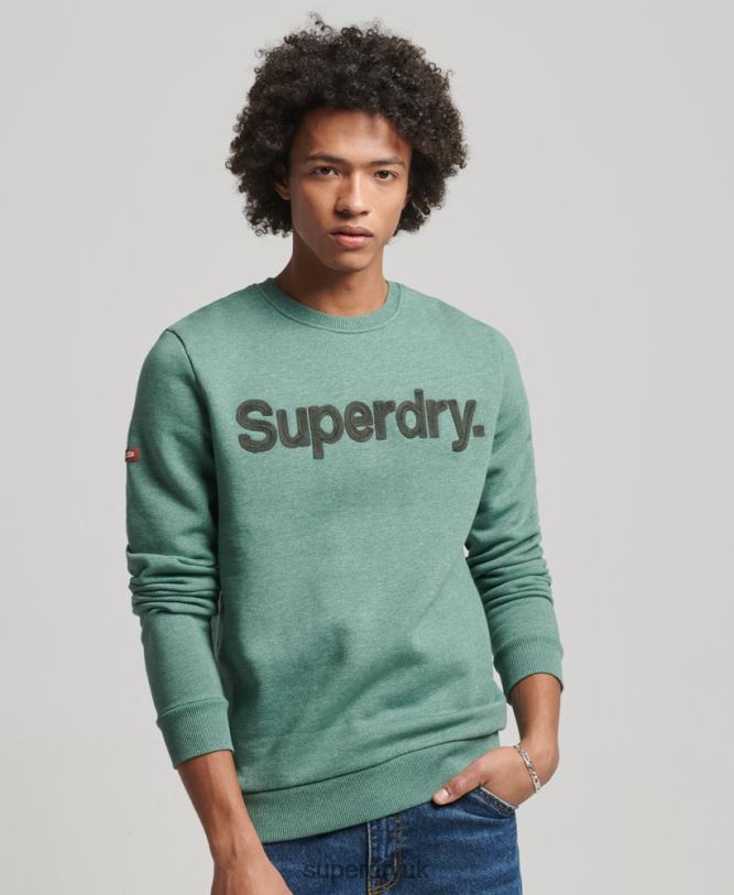 Core Logo Classic Crew Sweatshirt Men Khaki Clothing Superdry 66N8N537