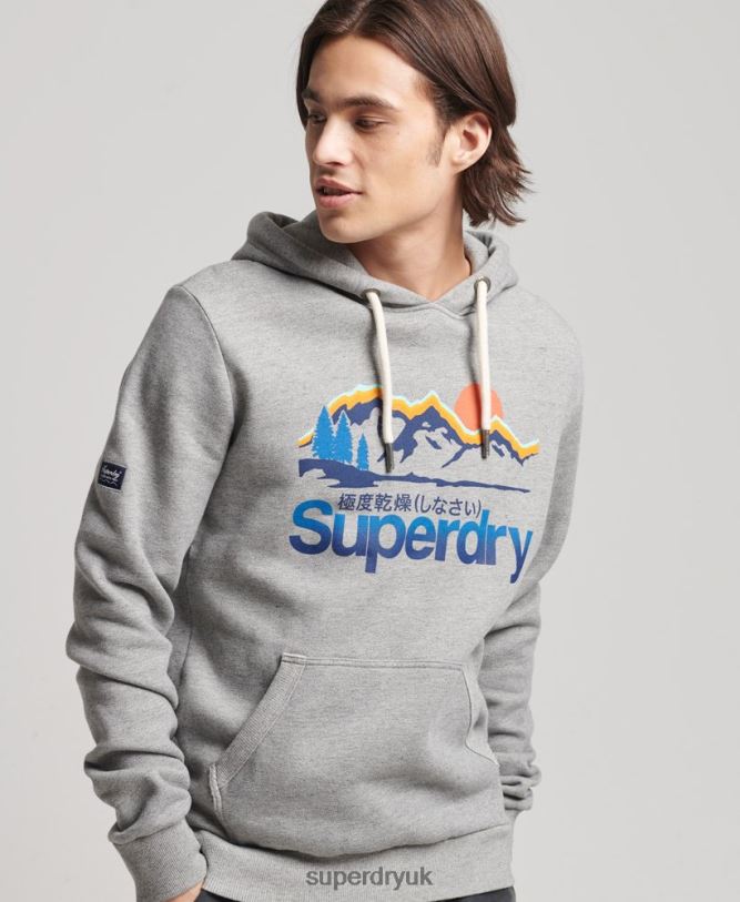 Core Logo Great Outdoors Hoodie Men Light Grey Clothing Superdry 66N8N5129