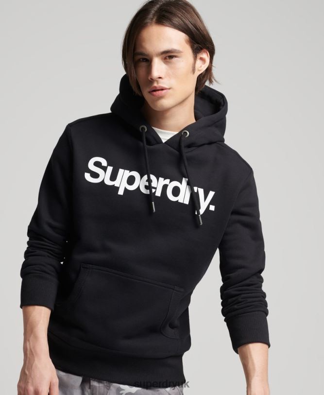 Core Logo Hoodie Men Black Clothing Superdry 66N8N5196