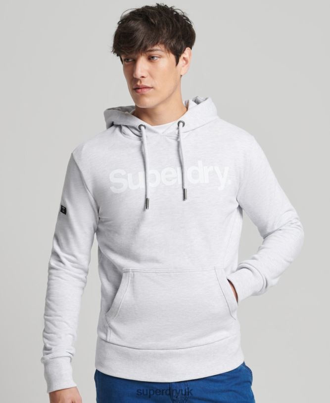 Core Logo Unbrushed Hoodie Men Light Grey Clothing Superdry 66N8N866